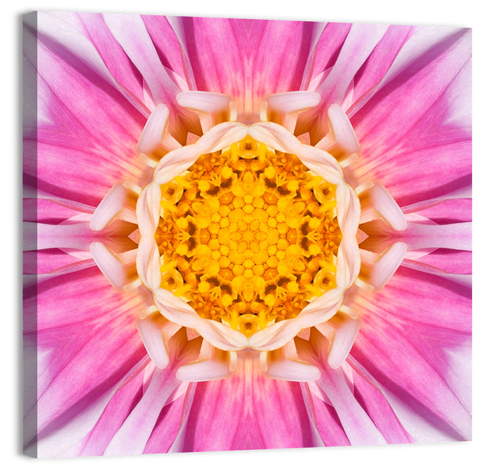 Kaleidoscopic Dahlia Mandala Bloom Wall Art as a canvas print