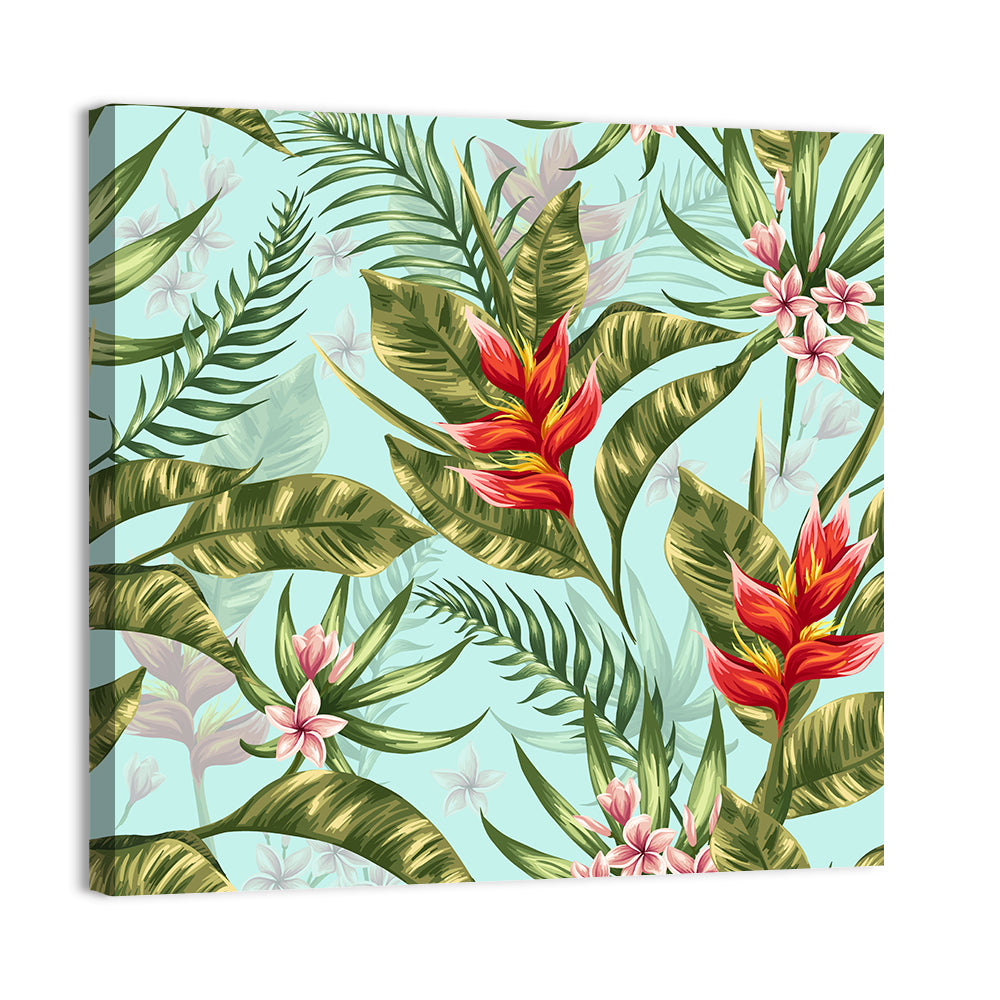 Tropical Floral Seamless Pattern Wall Art, canvas print, square