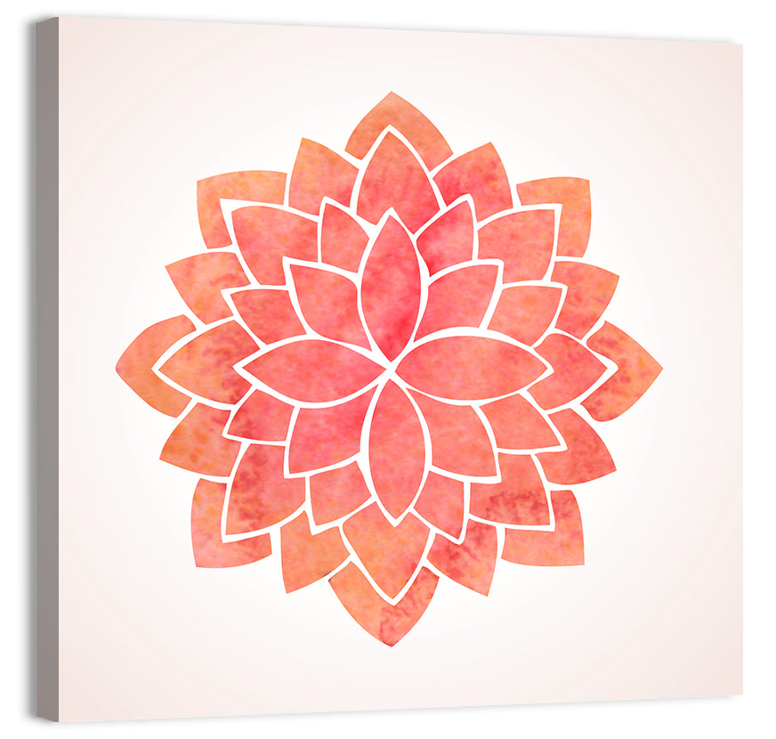 Red Lotus Mandala Wall Art, canvas print, square
