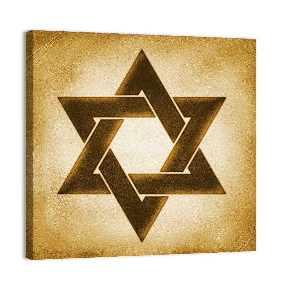 Vintage Brown Star of David Wall Art, canvas print, square
