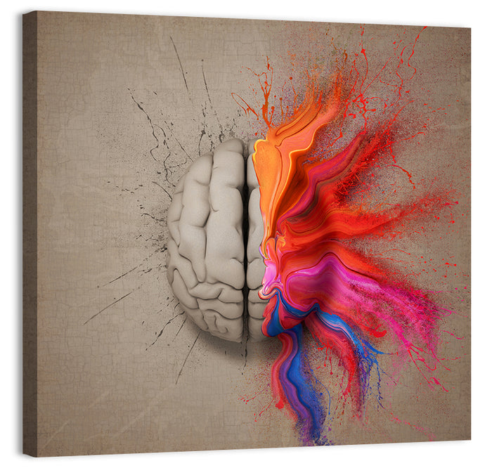 Creative Brain Duality Illustration Wall Art as a canvas print