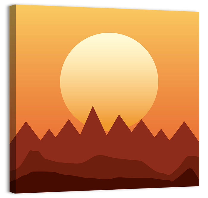 Geometric Mountain Sunset Wall Art as a canvas print