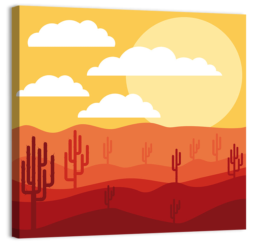 Saguaro Desert Sunrise Wall Art, canvas print, square