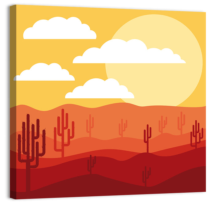 Saguaro Desert Sunrise Wall Art as a canvas print