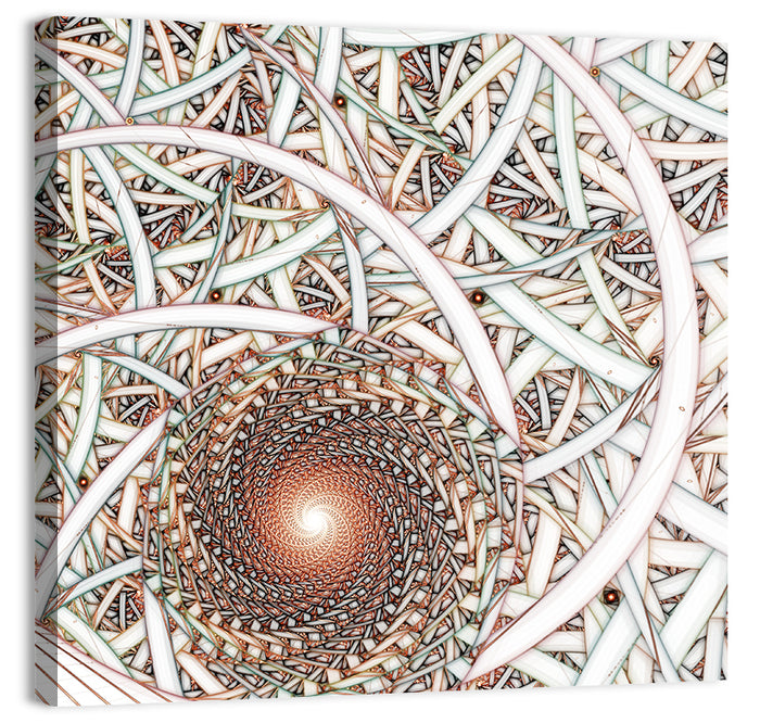 Copper Fractal Spiral Mandala Wall Art as a canvas print