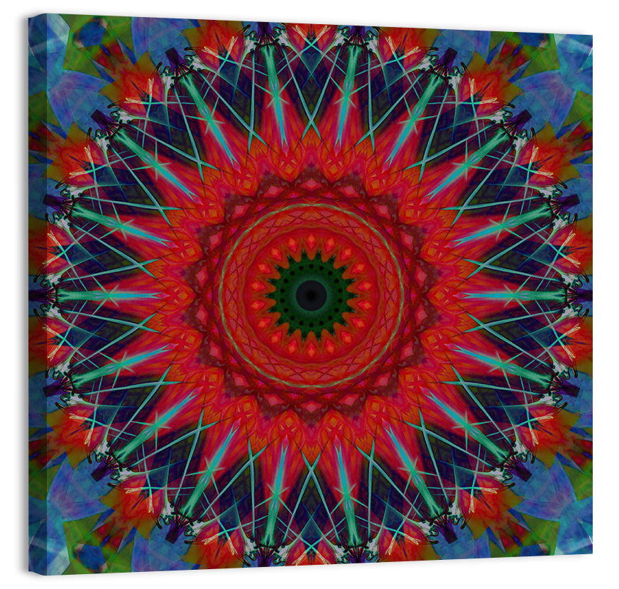 Lotus Blossom Starburst Mandala Wall Art, canvas print, square