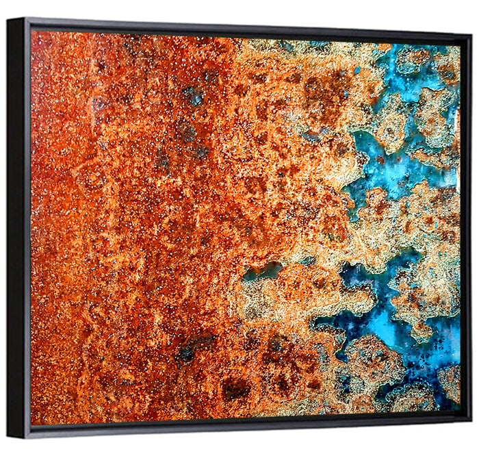 Oxidized Steel Abstract Wall Art as a framed canvas