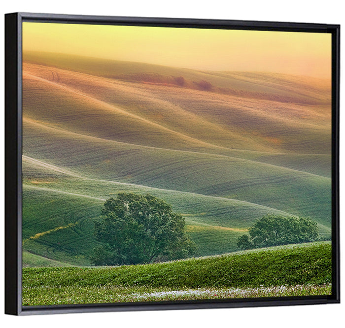 Tuscan Rolling Hills Wall Art as a framed canvas