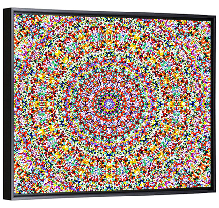 Beaded Kaleidoscope Mandala Wall Art as a framed canvas