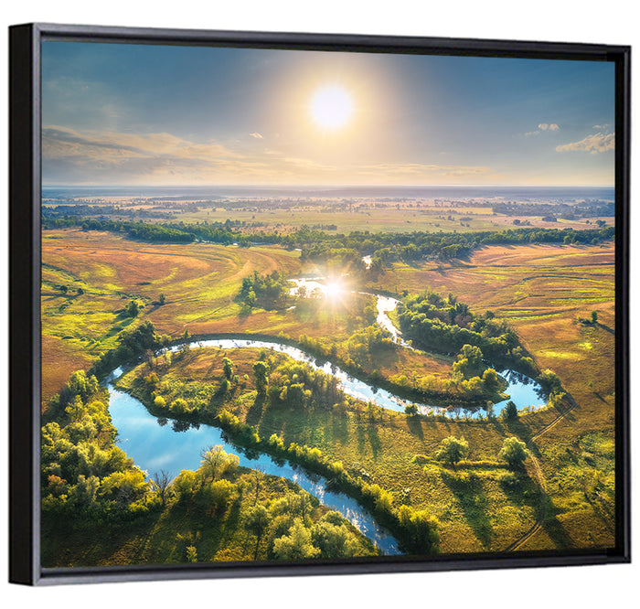 Sunlit Irrigation Canal Wall Art as a framed canvas