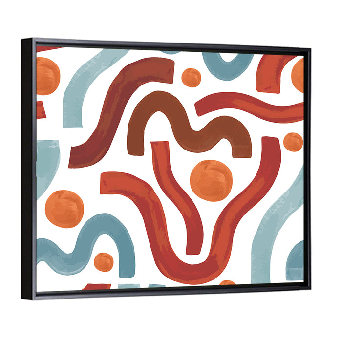 Sea of Worms Blue Abstract Wall Art as a framed canvas
