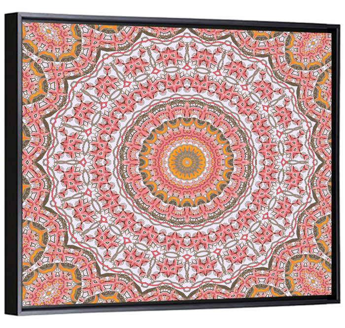 Pink Mosaic Mandala Wall Art as a framed canvas