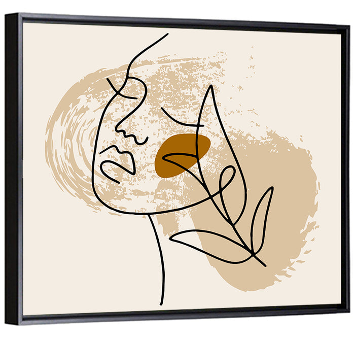 Minimalist Woman Line Portrait Wall Art as a framed canvas