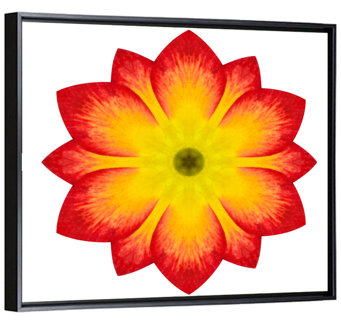 Primrose Radial Mandala Wall Art as a framed canvas