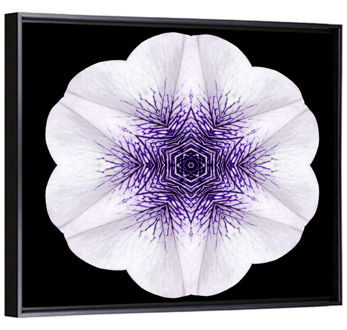 Purple Mandala Flower Kaleidoscope Wall Art as a framed canvas