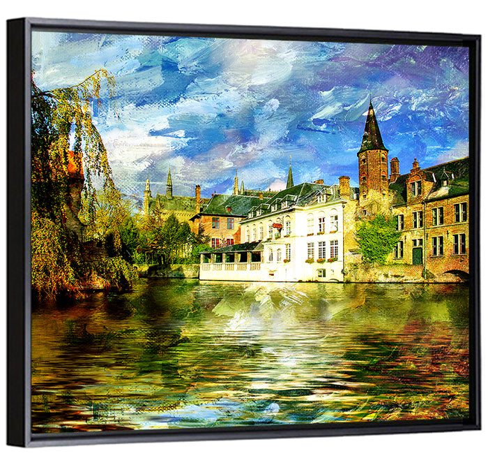 Dijver Canal, Bruges Wall Art as a framed canvas