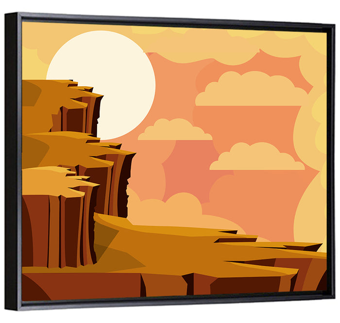 Geometric Canyon Sunrise Wall Art as a framed canvas