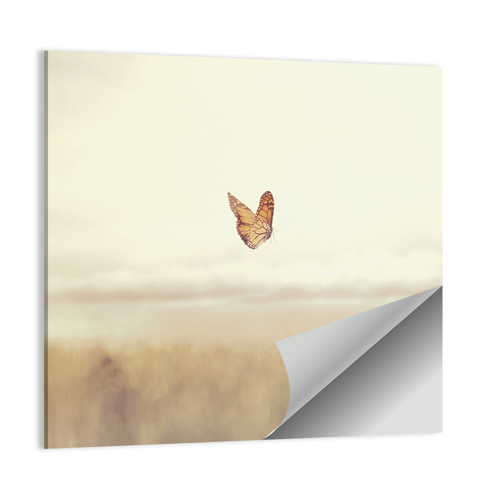 Monarch Over Beige Field Wall Art