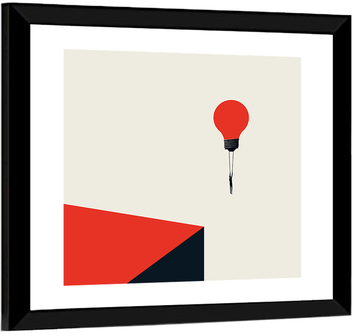 Hanging from a Lightbulb Wall Art as a framed print