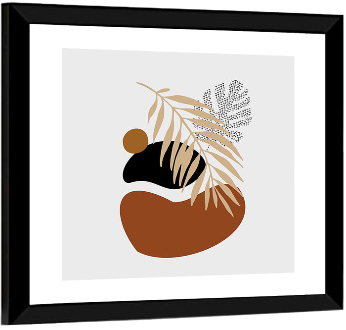 Tropical Stones Palm Leaf Wall Art as a framed print