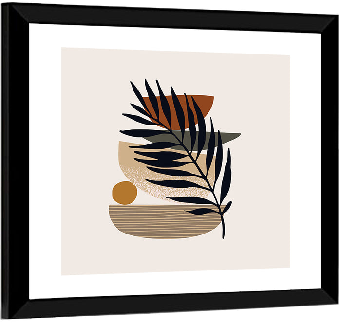 Balanced Palm Leaf Abstract Wall Art as a framed print
