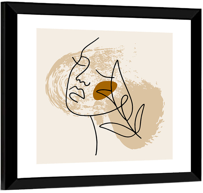 Minimalist Woman Line Portrait Wall Art as a framed print