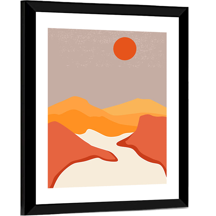 Desert Sunset Mountain Landscape Wall Art as a framed print