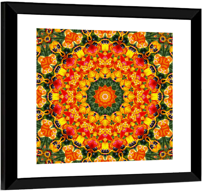 Floral Kaleidoscope Mandala Wall Art as a framed print