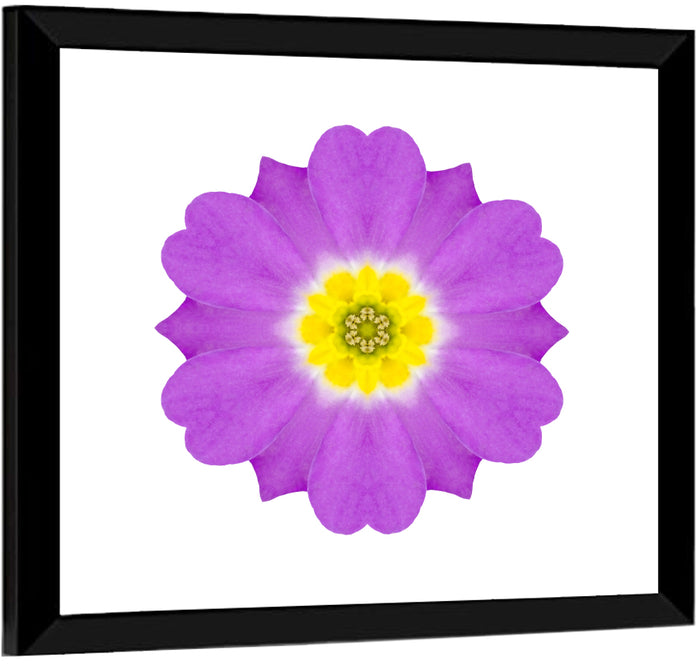 Kaleidoscopic Primrose Mandala Wall Art as a framed print