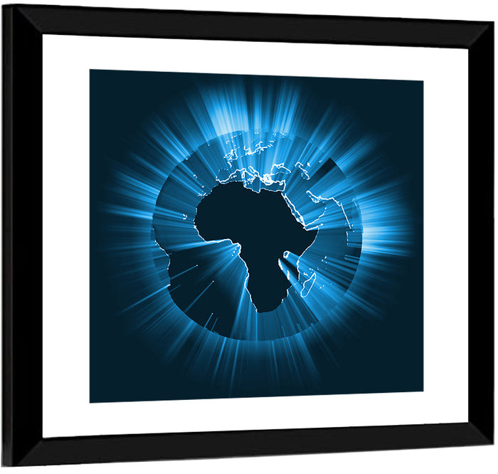 Glowing Africa Globe Wall Art as a framed print