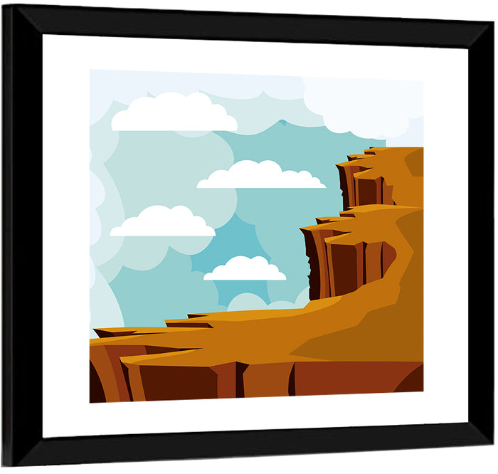 Minimalist Desert Cliffs Wall Art as a framed print