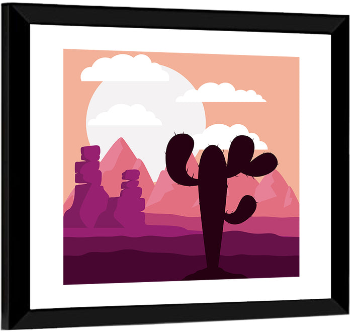 Saguaro Sunset Wall Art as a framed print