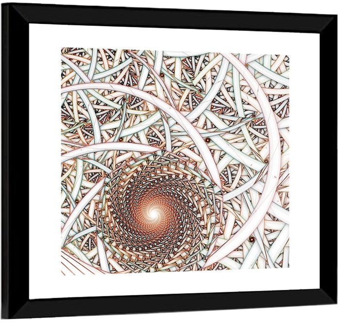 Copper Fractal Spiral Mandala Wall Art as a framed print