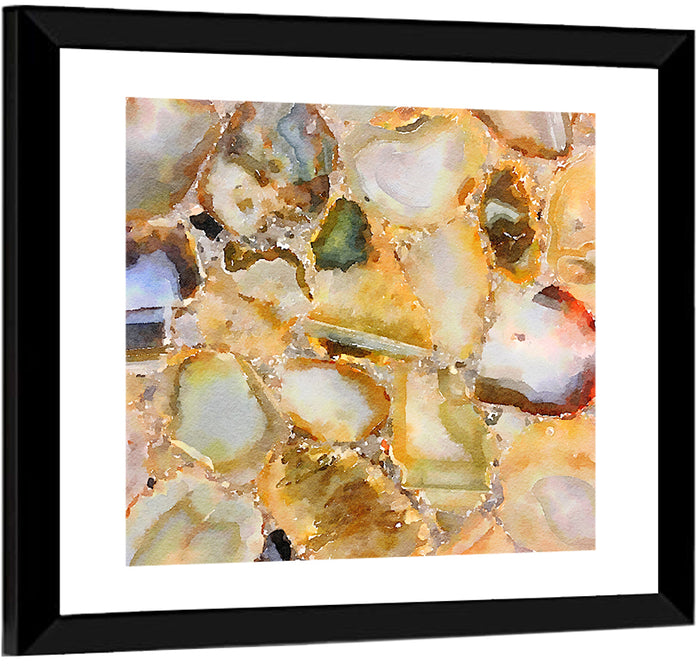 Golden Geode Mosaic Wall Art as a framed print