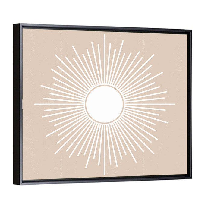 Beige Sunburst Abstract Wall Art as a framed canvas