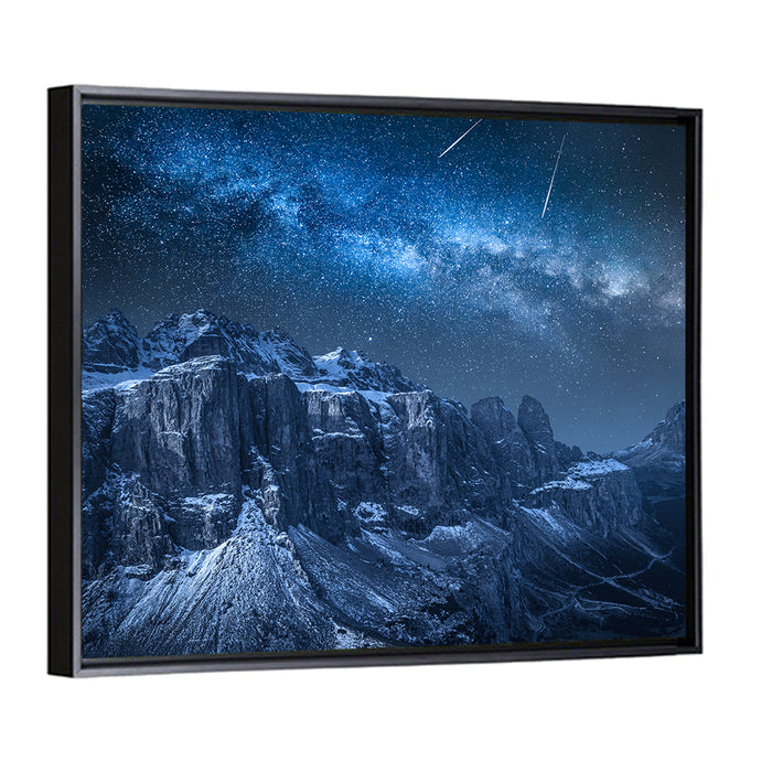 Milky Way Over Snowy Dolomites Wall Art as a framed canvas