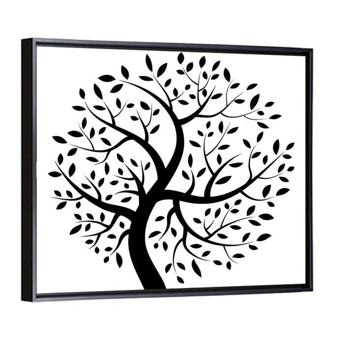 Black Tree Silhouette Wall Art as a framed canvas
