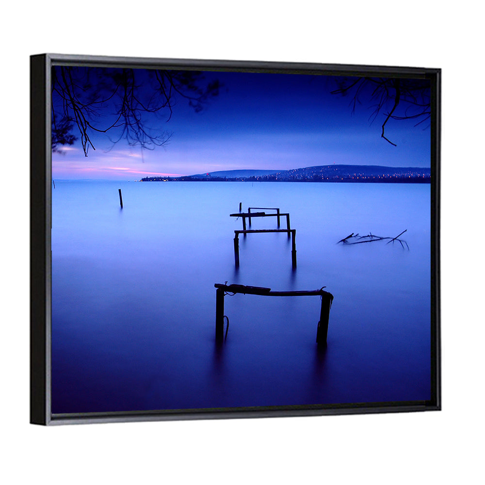 Lake Balaton at Twilight Wall Art, framed canvas, square