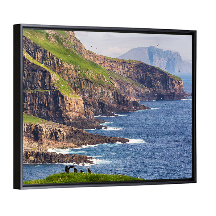 Mykines Cliffs, Faroe Islands Wall Art as a framed canvas