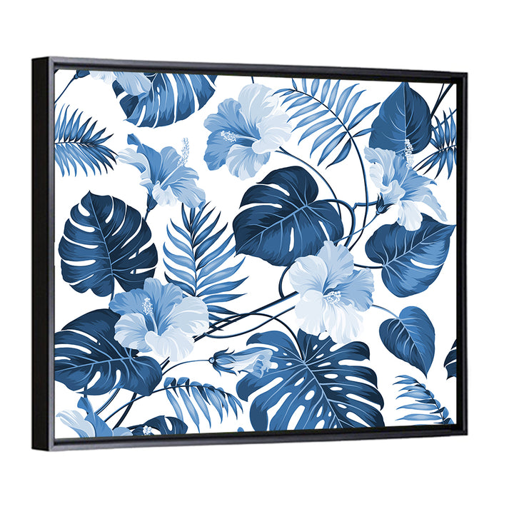 Blue Tropical Palm Leaves Wall Art