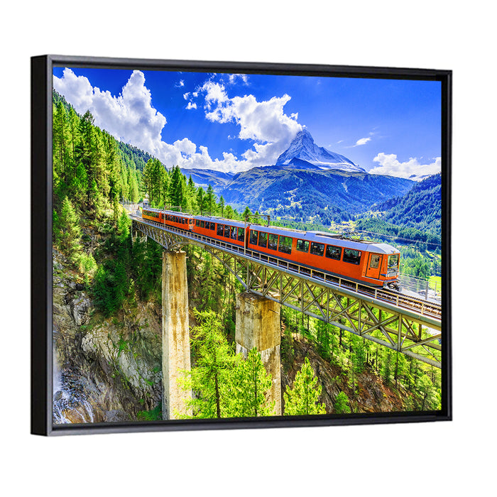Gornergrat Tourist Train Wall Art as a framed canvas