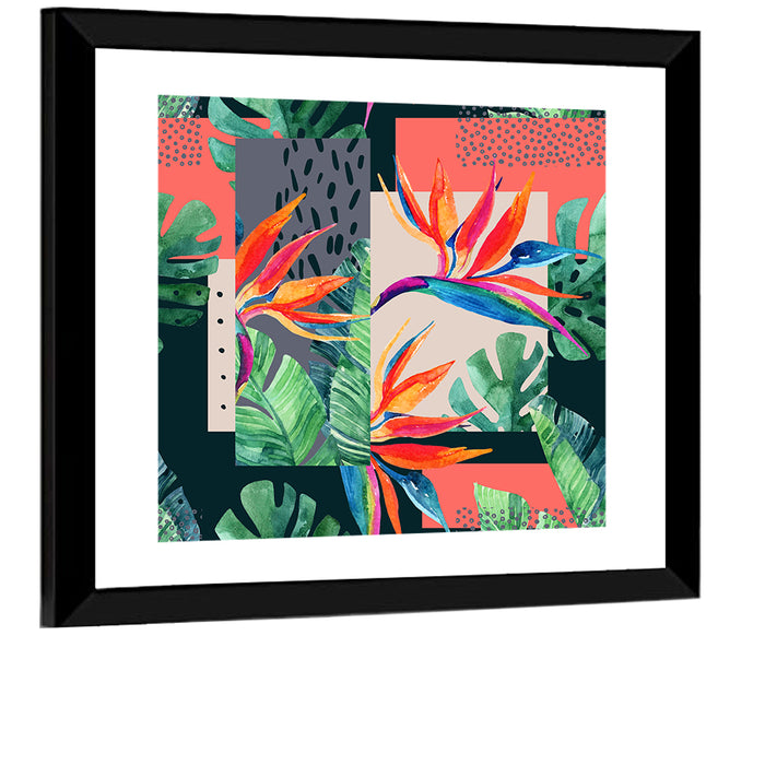 Tropical Leaves Collage Wall Art as a framed print