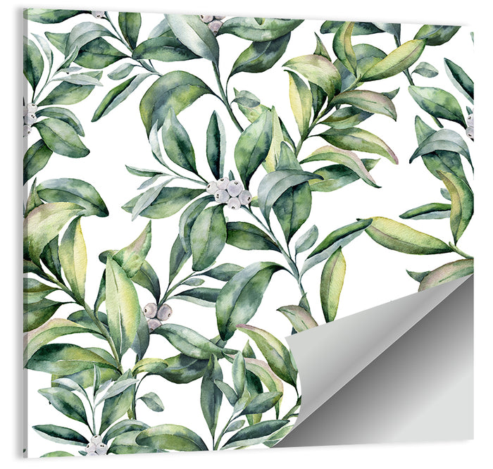 Snowberry Leaves Pattern Wall Art as a poster print