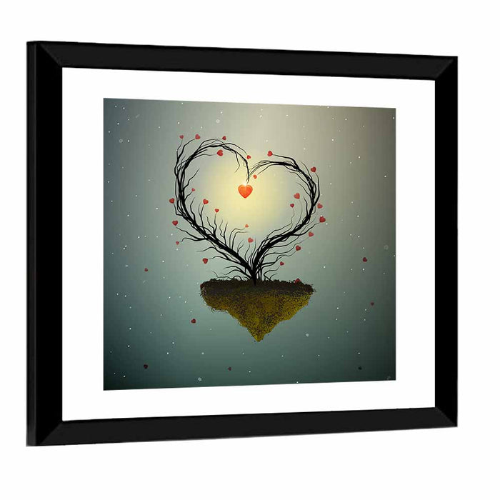 Floating Heart Tree Wall Art as a framed print