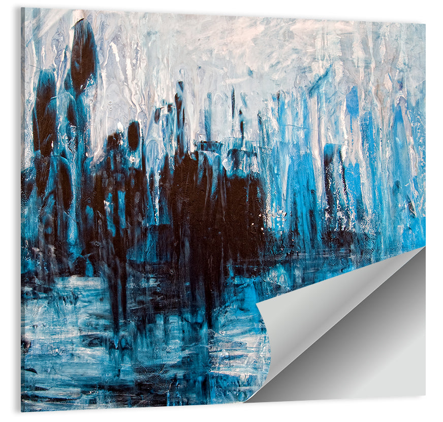 Rainy Abstract Skyline Reflection Wall Art