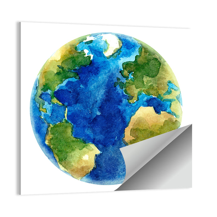 Watercolor Earth Globe Wall Art as a poster print