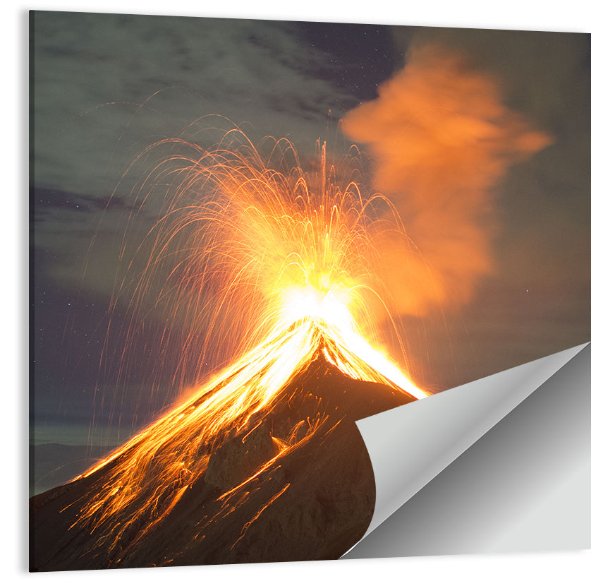 Starry Night Volcano Eruption Wall Art