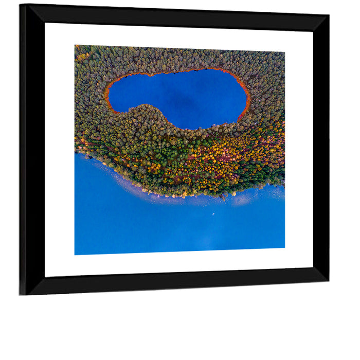 Autumn Forest Lake Wall Art as a framed print
