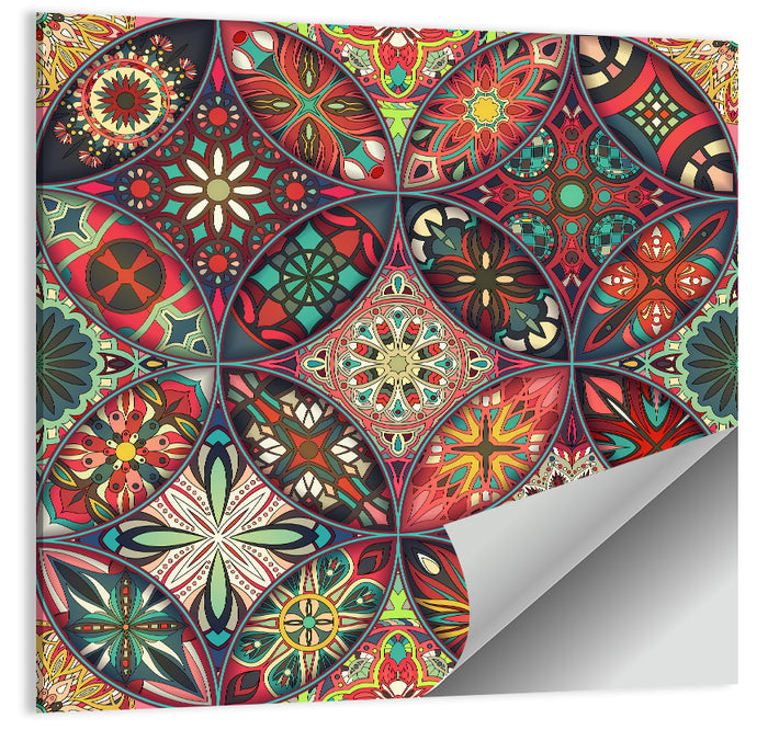 Vintage Mandala Tile Pattern Wall Art as a poster print