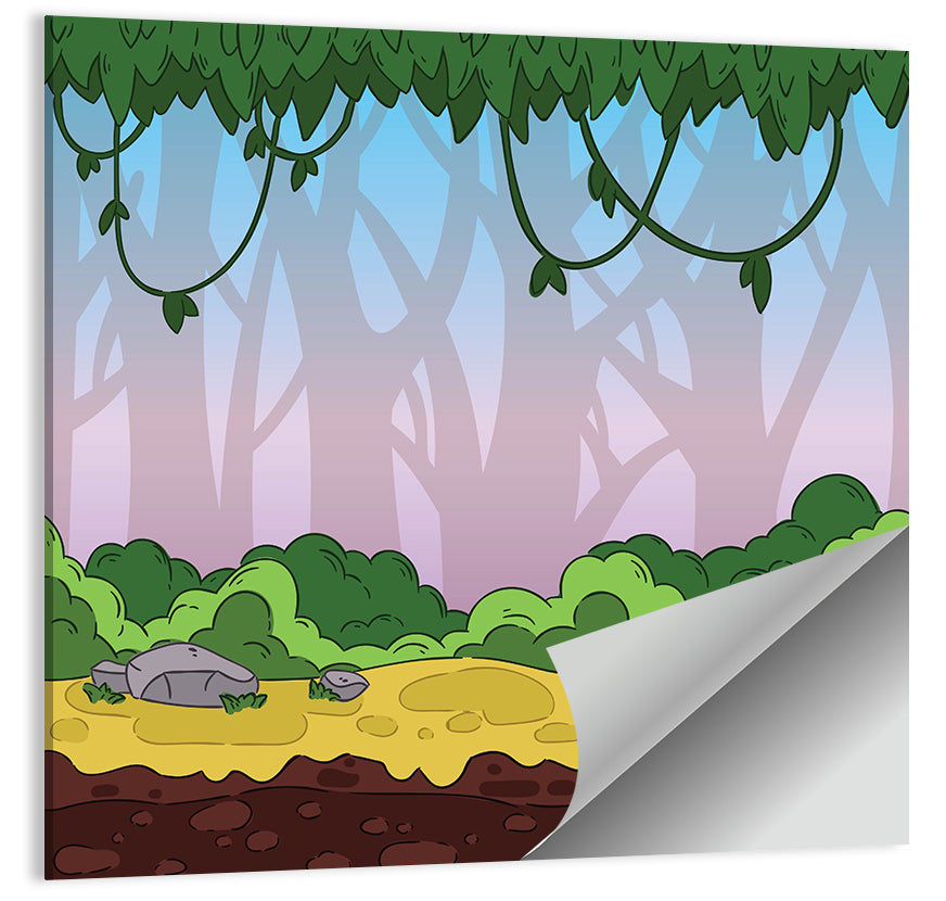 Playful Jungle Path Illustration Wall Art